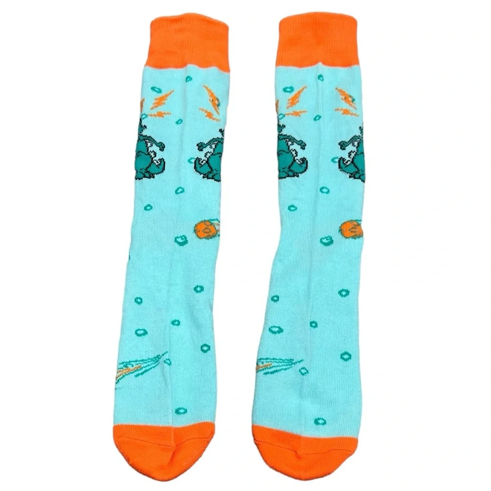 NICKELODEON RUGRATS REPTAR NOVELTY GREEN AND ORANGE CREW SOCKS